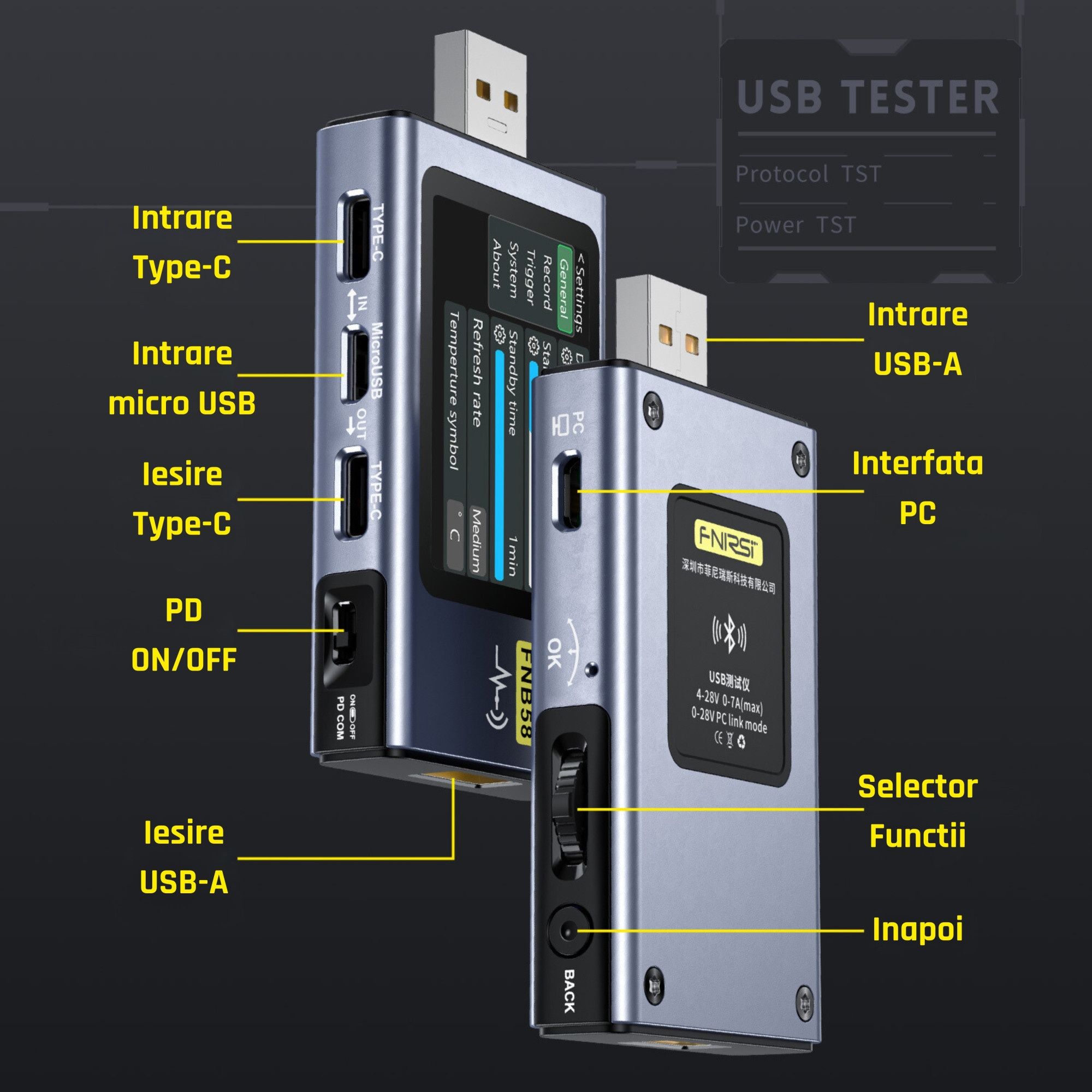 Tester Ammetru Voltmetru USB Fnirsi FNB58