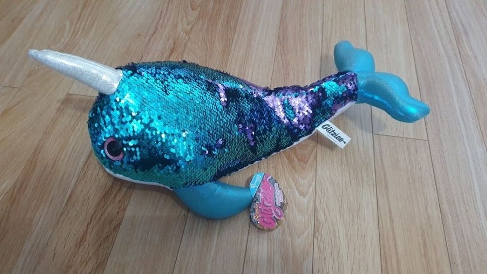 Pluș, balenă cu paiete reversibile 45 cm