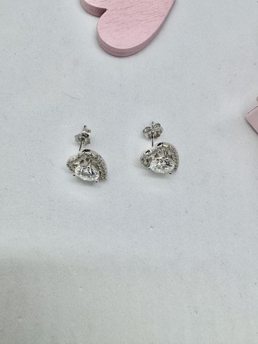 Сребърни обеци с мойсанит (диамант) 1 карат