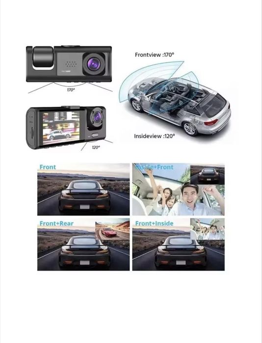 Camera Auto DVR TRIO High PRO, 3 Lentile, Full HD 1080P, Unghi 170
