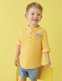 Детская льняная рубашка на мальчика 12-18мес стойка воротник LCWaikiki