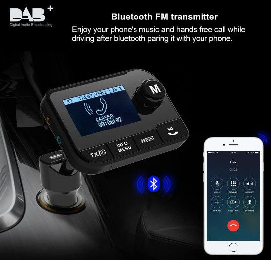 DAB-106 радио комплект за кола 5-в-1: DAB адаптер за кола, Bluetooth