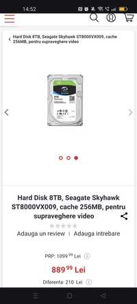 Vând Hard Disk 8TB, Seagate Skyhawk