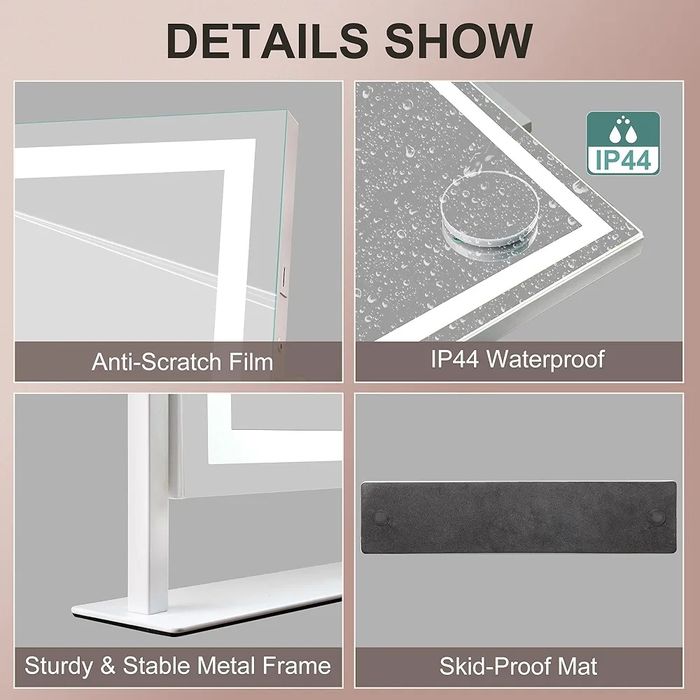 Гримьорско LED  Козметично огледало USB порт за зареждане