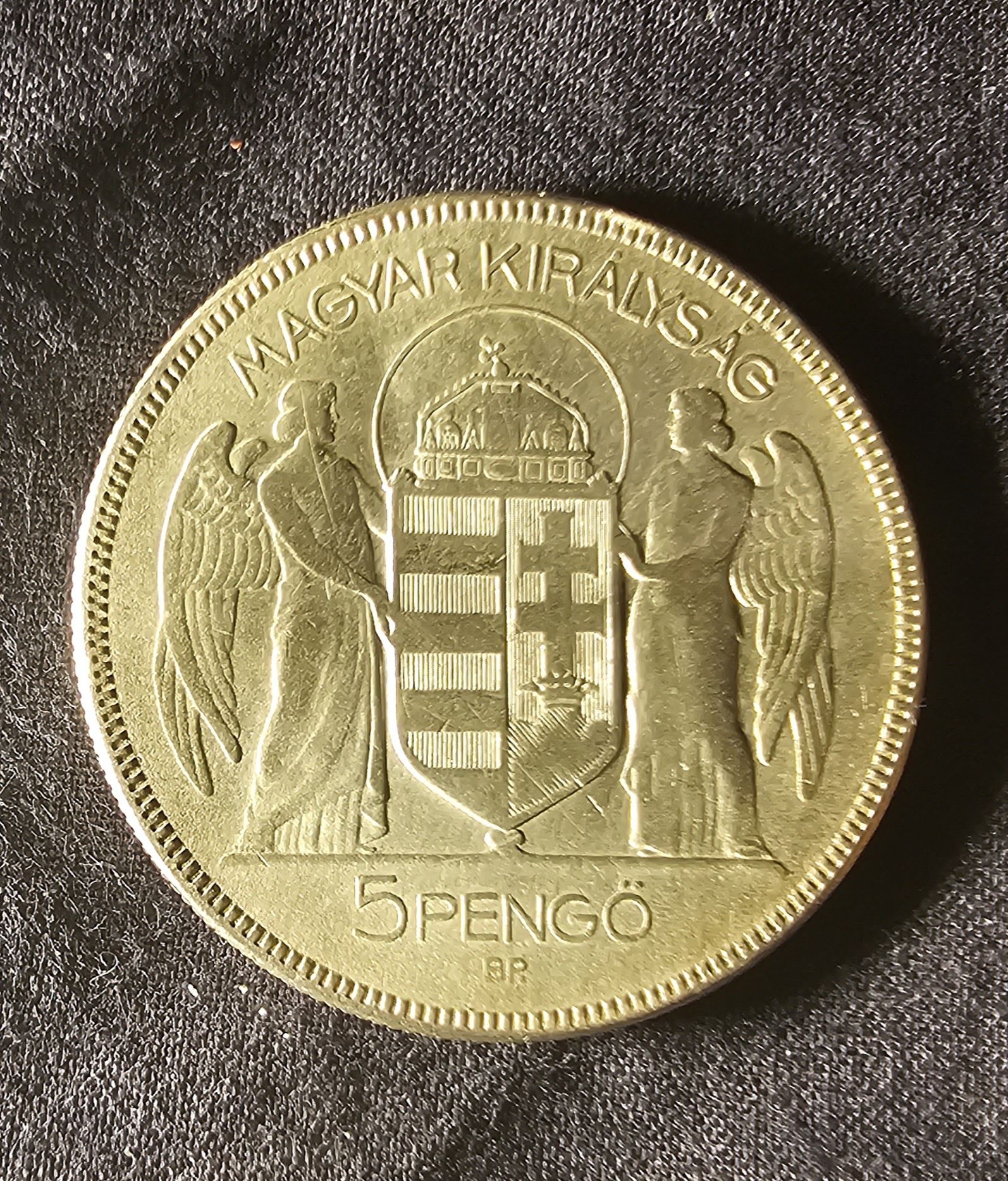 Monede romanesti vechi si una maghiara, 5 pengo  argint, 1930 Horthy