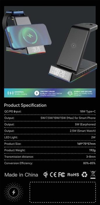 Charging station(incarcator)wifi , cu LCD ceas, REDUS de la 200 RON