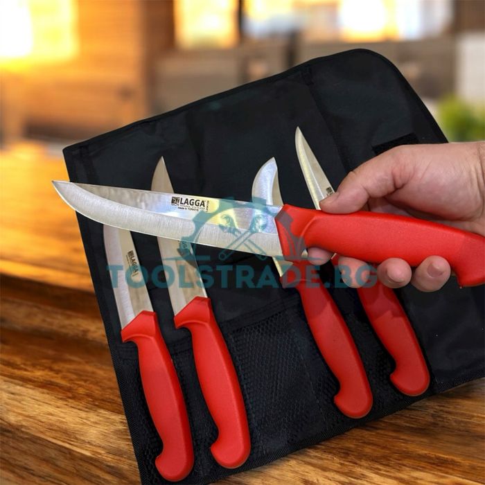 Професионални турски месарски ножове комплект в калъф 5 броя