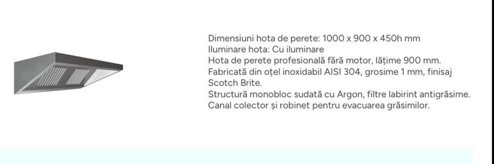 Hota de perete profesională fără motor
