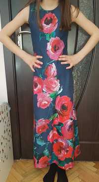 Лот болеро и рокля с акварелни рози за момиче  128-134 см