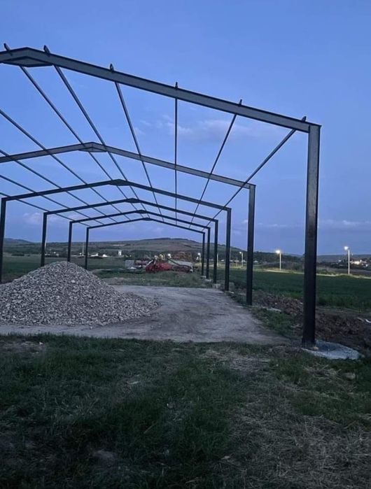 Hala metalica 8x30 din europrofile cu montaj și teava pe acoperis,redu