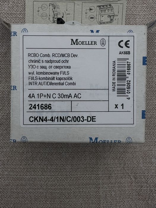 Siguranță diferetiala Moeller 4A 1P+N C 30mA AC