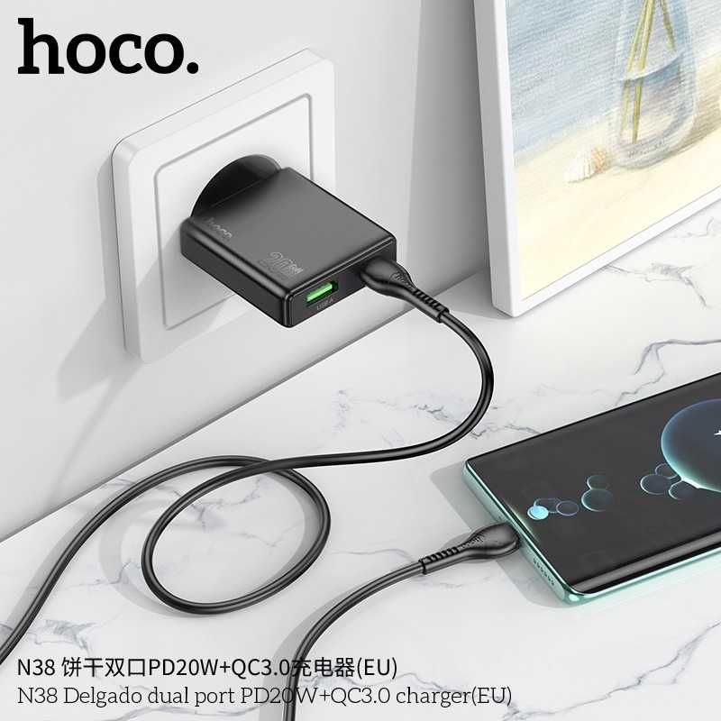 Hoco N38 Dual Port PD20W+QC3.0 GaN³ Ультра Тонкий для iPad/ iPhone 16