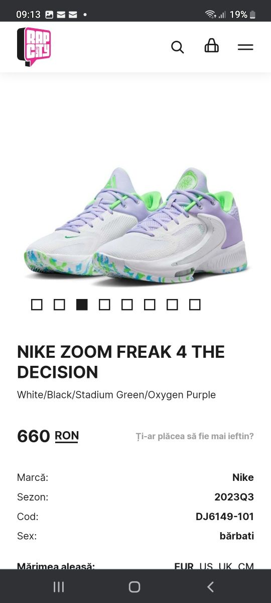 Nike air zoom freak 4 oxygen purple baschet 42.5