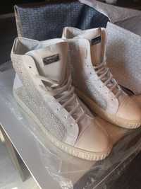 Philip Plein White Crystal Hi-top Sneakers