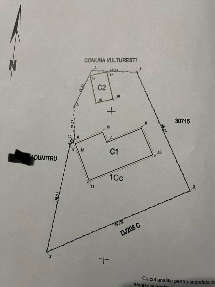Teren si cladirie de vanzare in Comuna Vulturesți