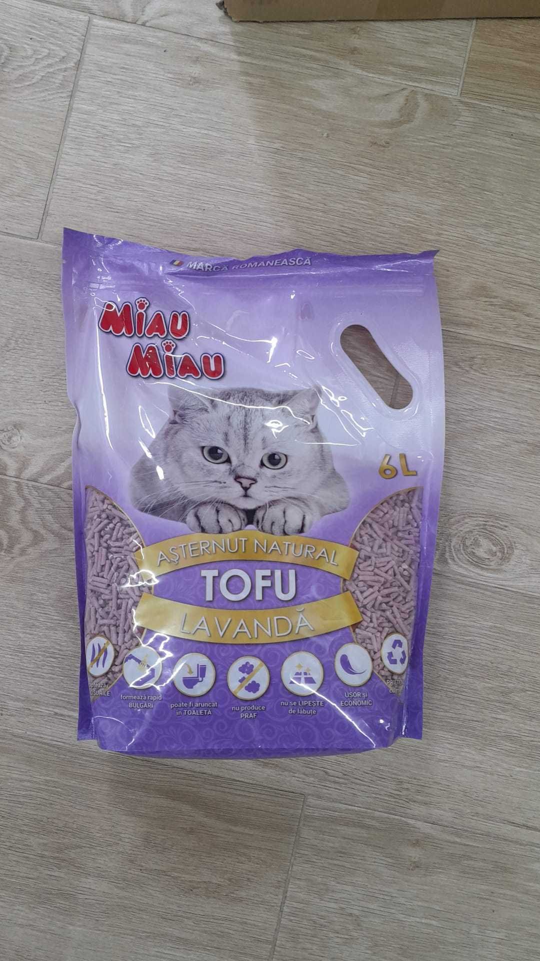 Nisip Pisici MIAU MIAU Tofu Lavanda 2x6L