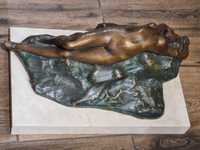 Sculptura din bronz nud de femeie, pe soclu din marmura, A. Furnier