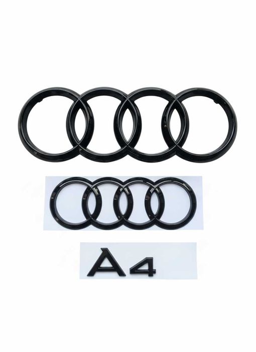 Set Embleme Audi Negru Lucios – Fata + Spate + Scris Model