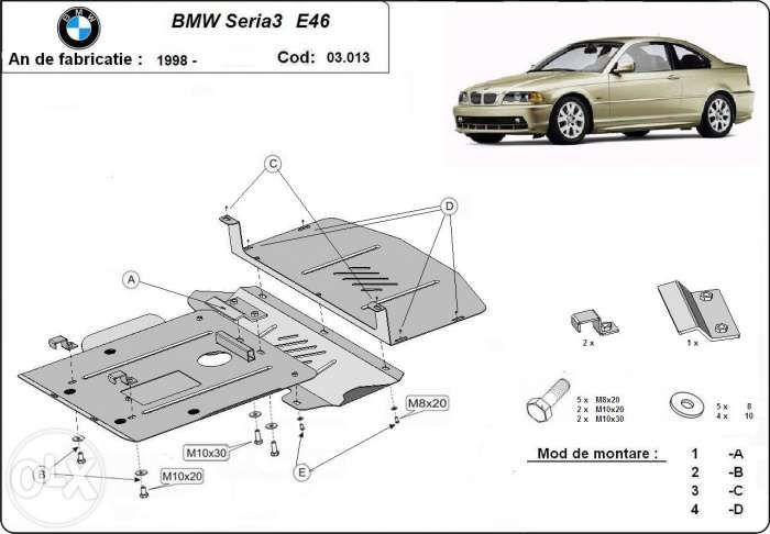 Scut metalic pentru motor Bmw Seria 3 E46 1998-2005 - otel 2mm