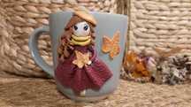 Cadou pentru fetite, sotie/iubita cana papusa handmade