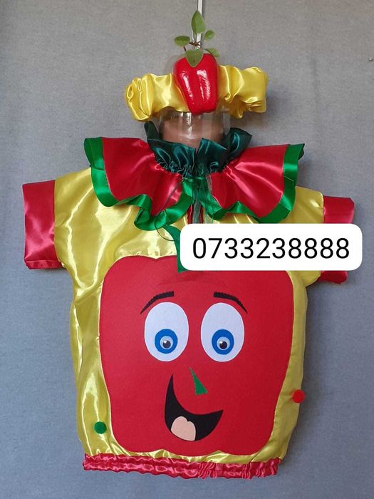 Costum Ardei gras rosu pentru copii,varste cuprinse intr 3 si 13 ani