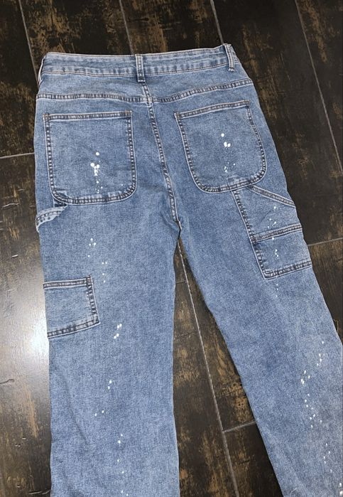 Jeans Blugi Unici Evazați/Drepti cu Buzunare Laterale