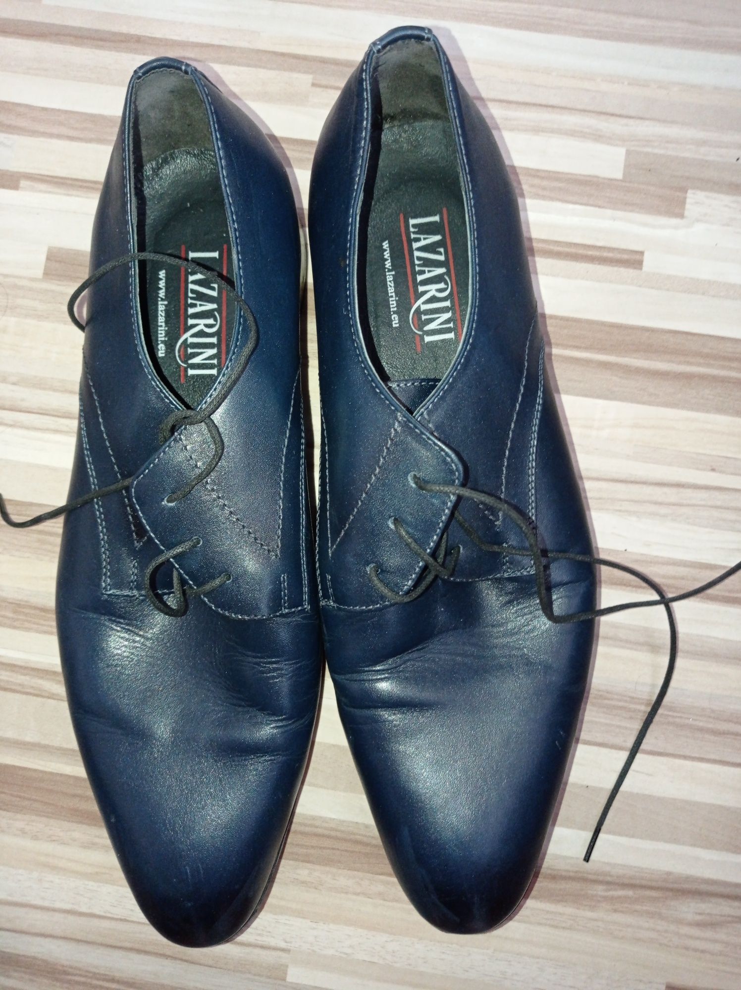 Естествена кожа, сини мъжки обувки 44