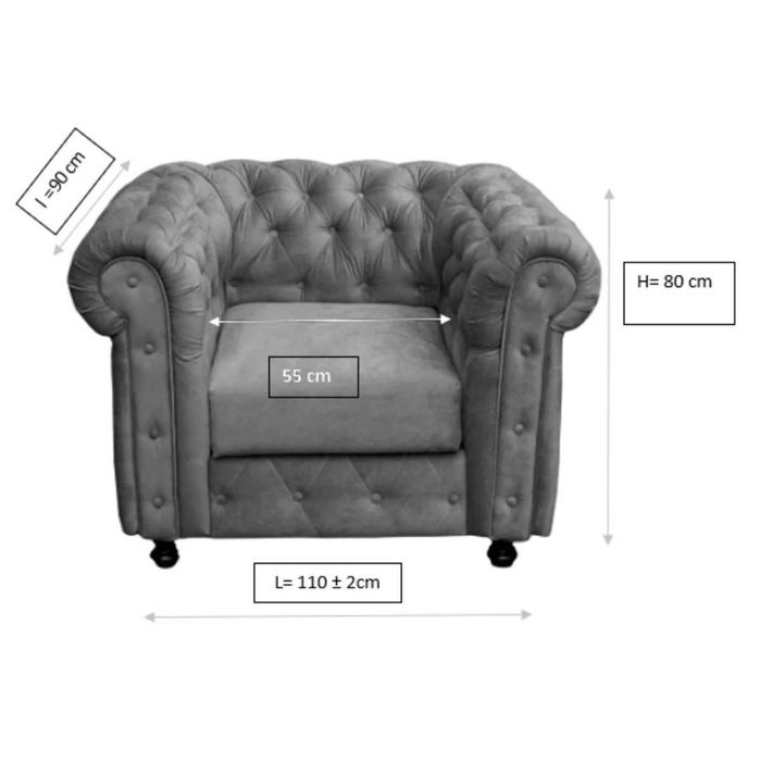 Fotoliu Chesterfield, fix, stofa, roz prafuit