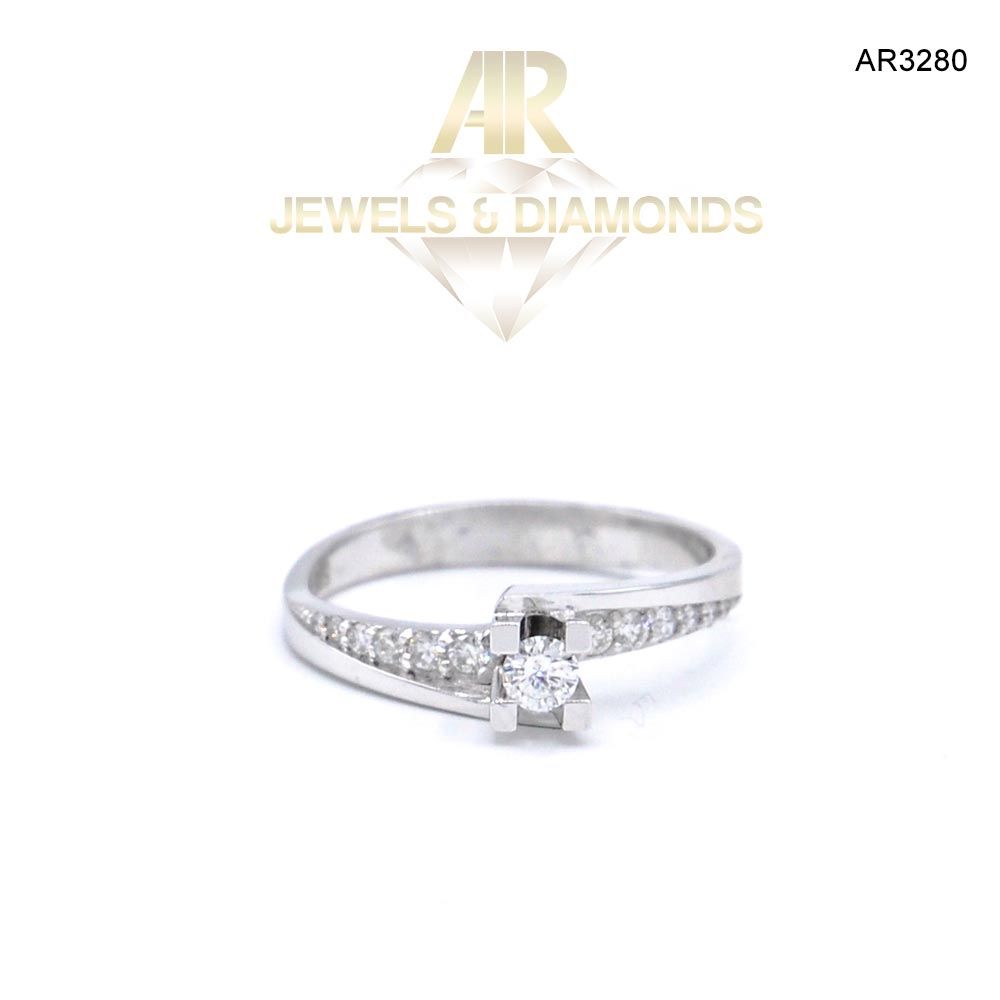 Inel Aur Alb 14K cu DIAMANT model nou ARJEWELS(AR3280)