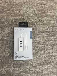 Hub Type-C Satechi Aluminium 3x USB 3.0, Ethernet, Argintiu