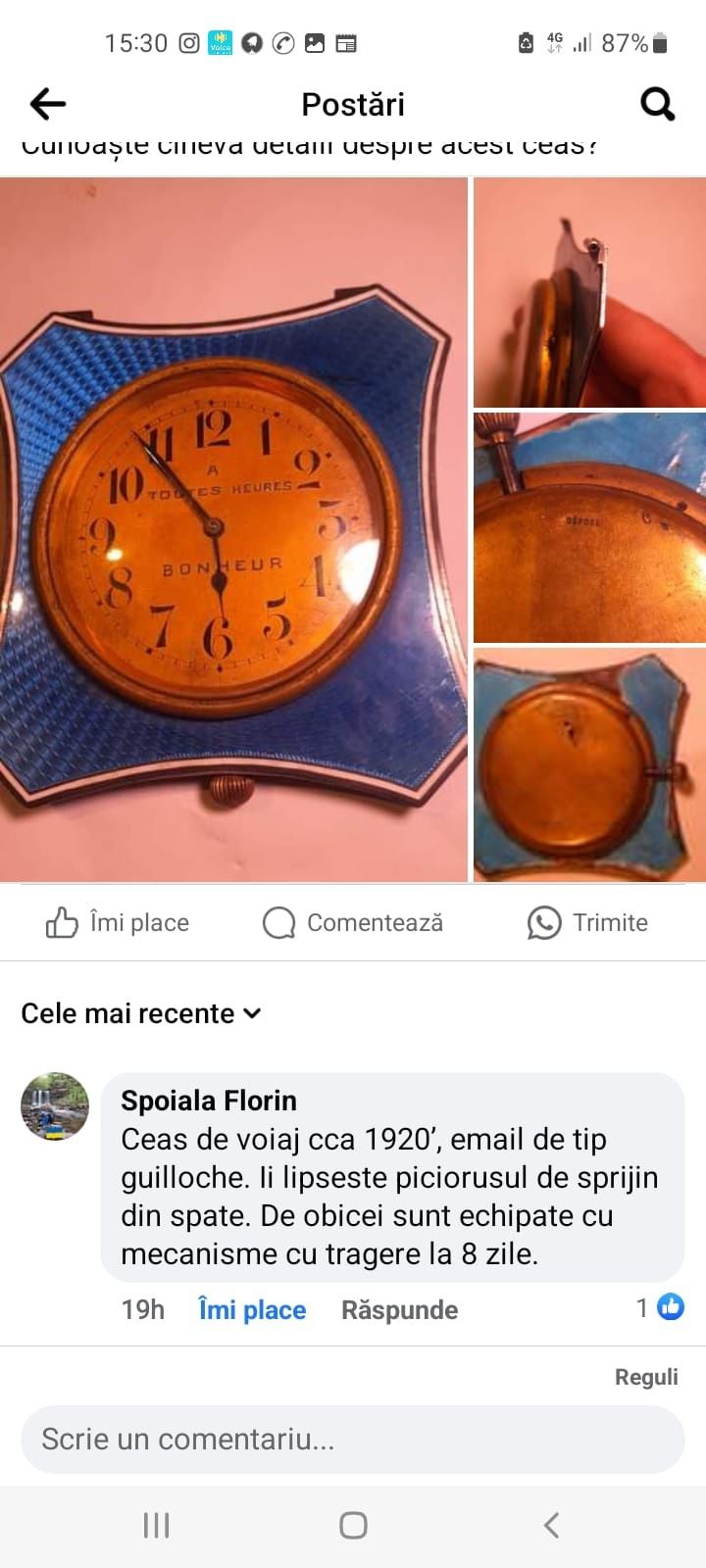 Ceas de colecție elvețian funcțional