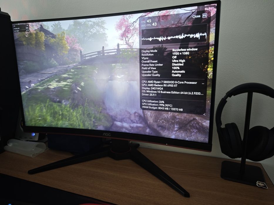 Monitor AOC 24" 144hz 1ms curbat