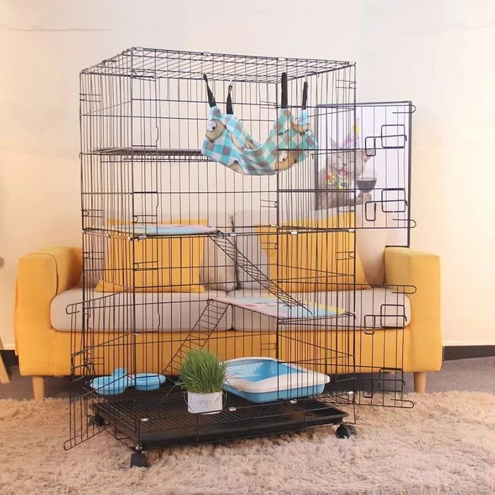 90х55х125см Голяма котешка клетка/ къща с 4 нива, стълбички и колела