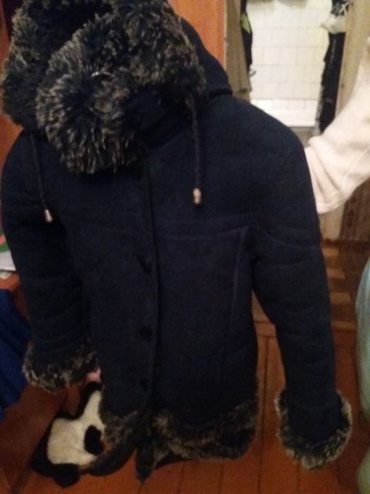 Дубленка детская синего цвета