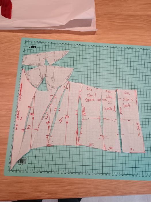 Tipar din carton ptr confecționare corset cu cupe și balene