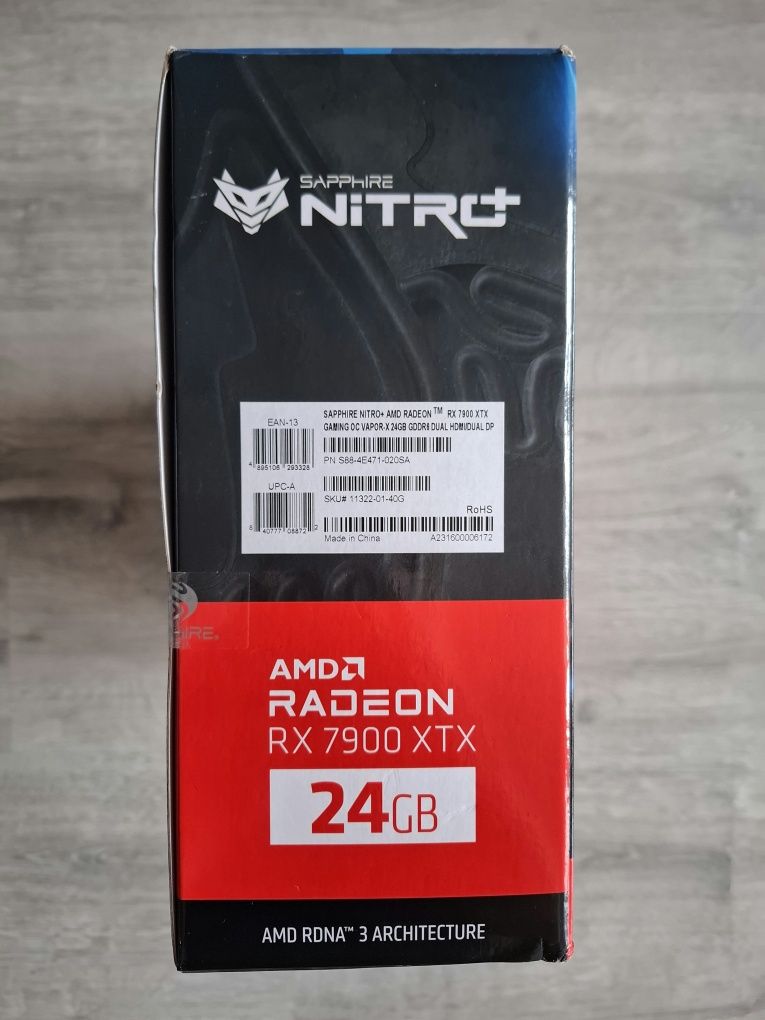 Чисто нова: SAPPHIRE AMD Radeon RX 7900 XTX Vapor-X 24GB GDDR6 Nitro+