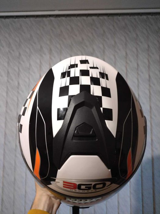 Мото каска 3GO E-36 WHITE/ORANGE