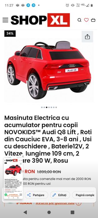 Mașinuță electrica audi Q8