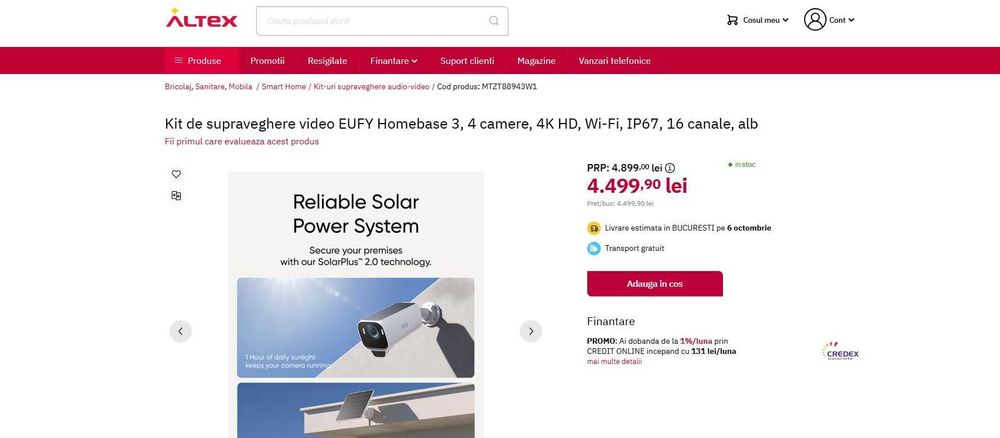 Kit de supraveghere video EUFY Homebase 3, 4 camere, 4K HD, Wi-Fi