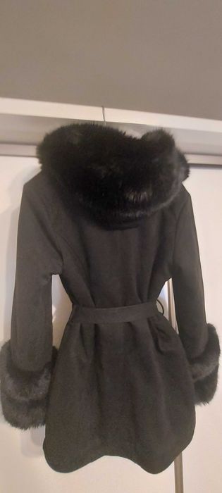 Дамско палто от високачествен екокосъм и велур