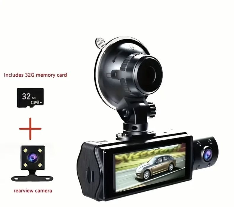 Cameră de bord cu 3 camere Wifi și aplicație + card de 32 GB