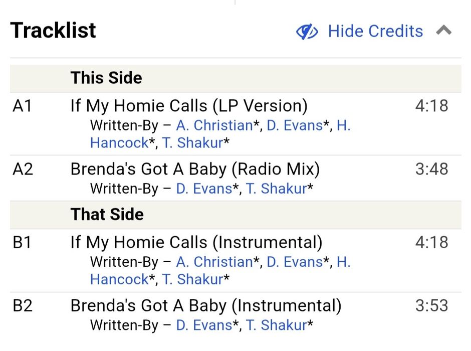 2Pac ‎– If My Homie Calls / Brenda's Got A Baby
Maxi Single 12
Издание