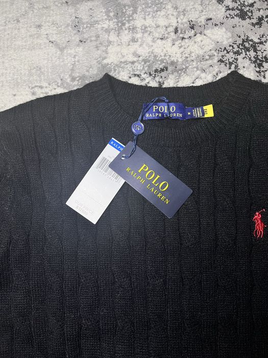 Pulover Polo Ralph Lauren negru cu logo roșu - mărimea M