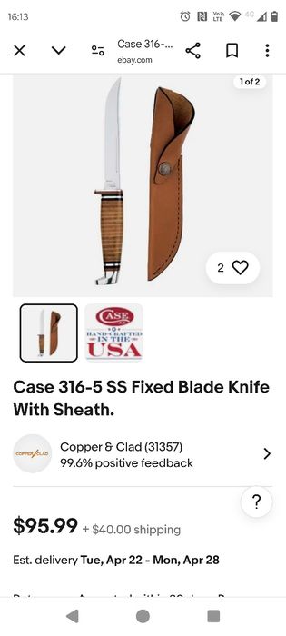 Cuțit Case Leather Hunter Knife Fixed Blade (316-5 SS)