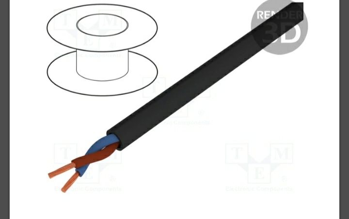 Cablu; OWY; rotund; litat; Cu; 2x2,5mm2; PVC; negru; 300/500V; 60m