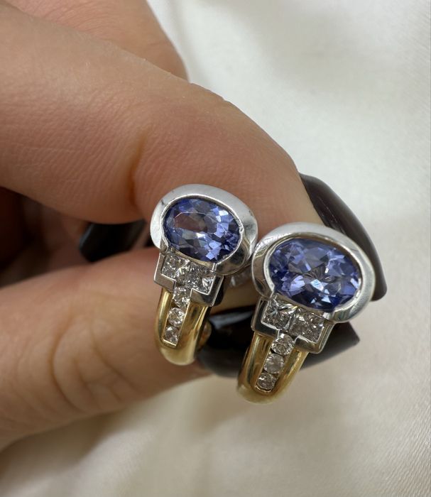 Cercei din aur cu tanzanite si diamante