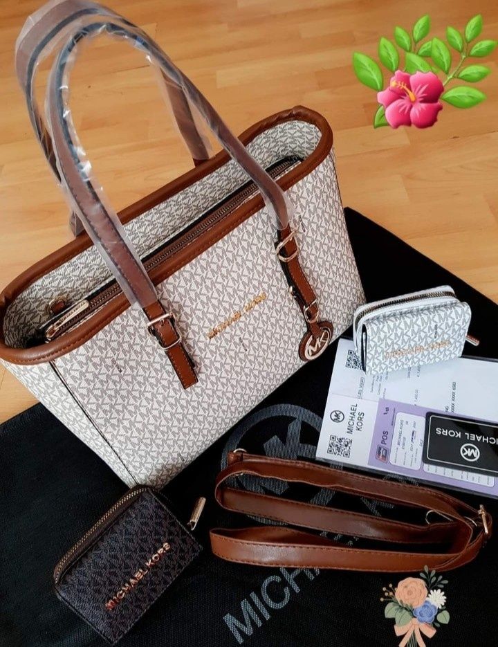 Set geanta damă M.Kors+portofel,model classic,saculet,card, eticheta
