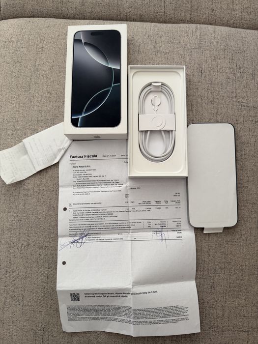 iphone 16 pro max 512gb white titanium, factura/garantie istyle