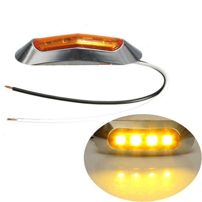 4 LED Светодиоден Габарит, Маркер, 5 цвята, Хромирана рамка, 12-24V