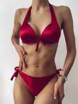 Costum de baie rosu 2 bucati